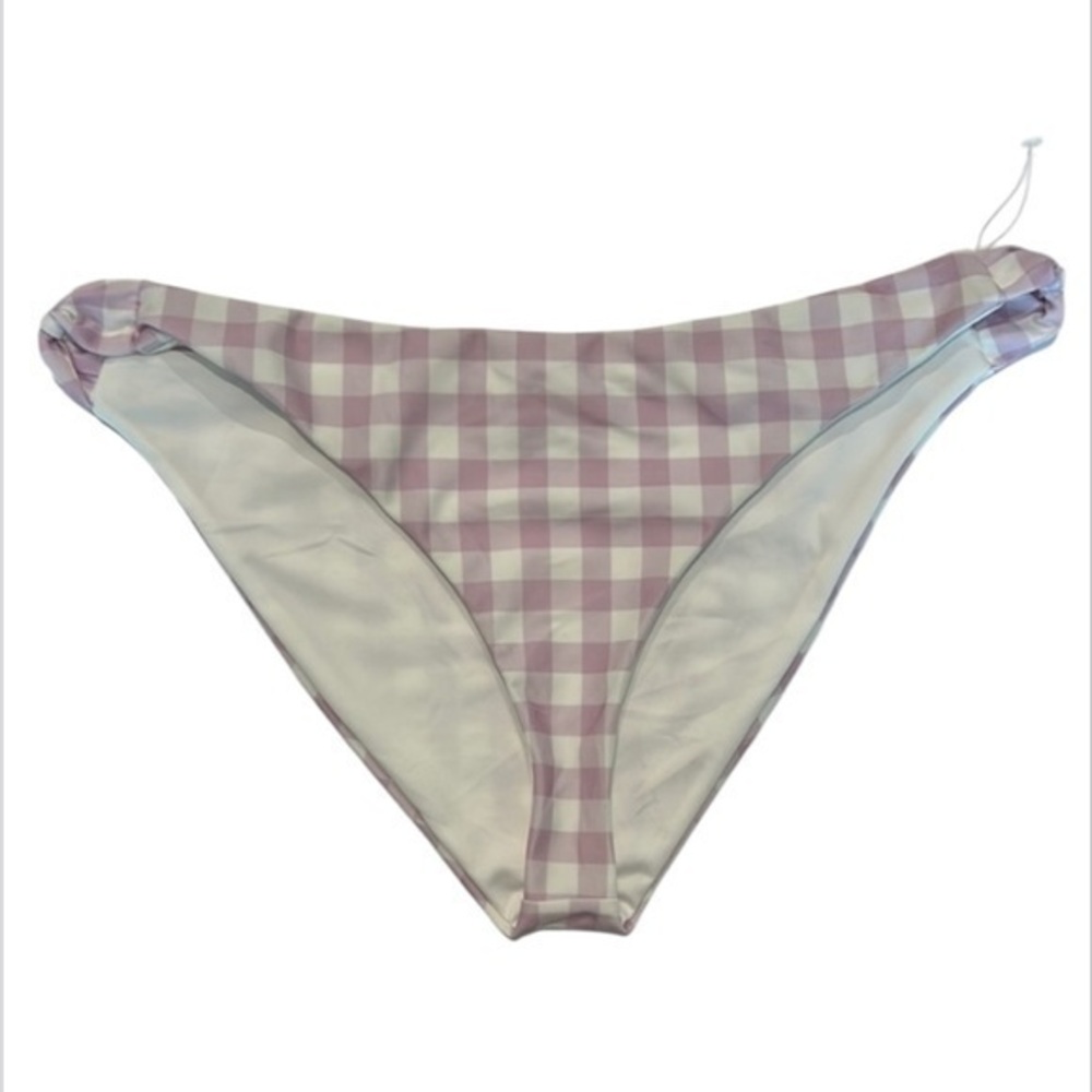 Lovers + Friends purple gingham check bikini swim bottom size Large